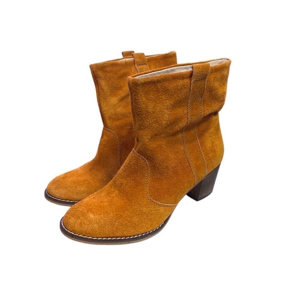 SUNDANCE Suede Leather Ankle Boots 41 US 10 Burnt Orange Lavorazione Artigiana